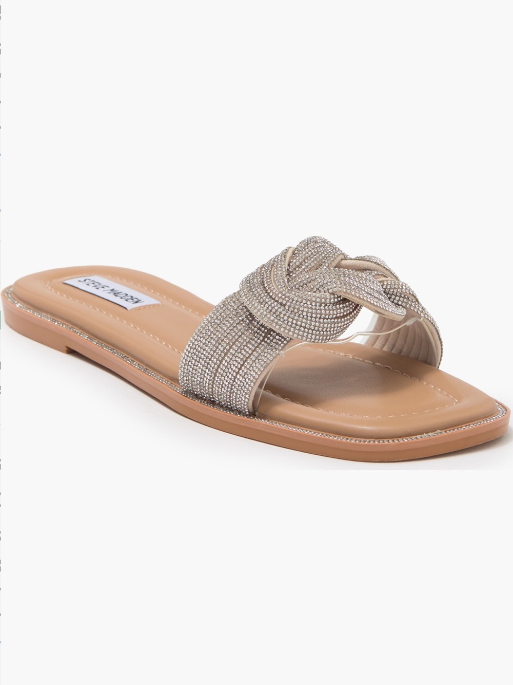 Steve Madden Beige Crystal RHINESTONE Knot Slide SIZE 8